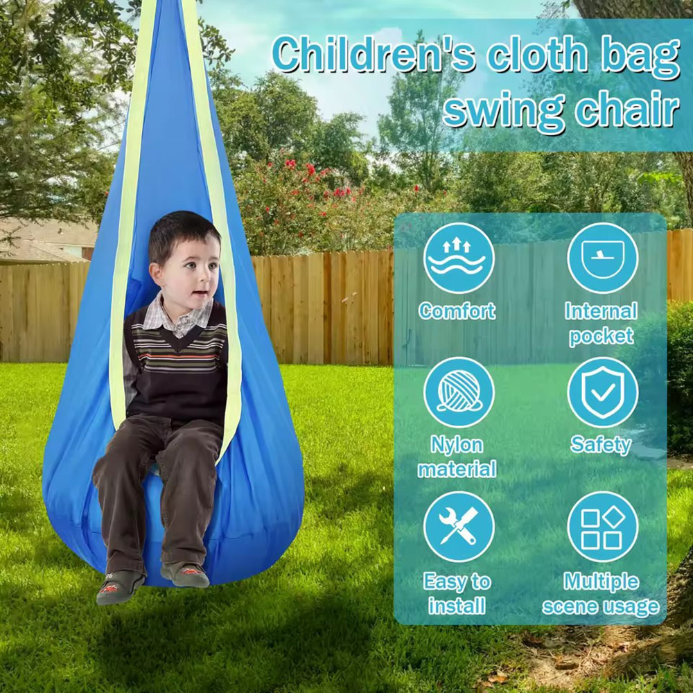 Kids Outdoor Bounce House - เก้าอี้แขวนไนลอนสำหรับเด็กพร้อมเบาะลมแบบพกพา ชุดชิงช้าสำหรับเด็กเพื่อการพัฒนาประสาทสัมผัส ใช้ได้ทั้งในร่มและกลางแจ้ง