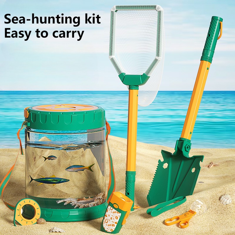 Kids Outdoor Storage - เซ็ตจับทะเลของเล่นเด็กเล่นชายหาดชุดผจญภัยกลางแจ้งอุปกรณ์คลิปหนีบหอยนางรมสำหรับของเล่นเด็กผู้ปกครองริมทะเล