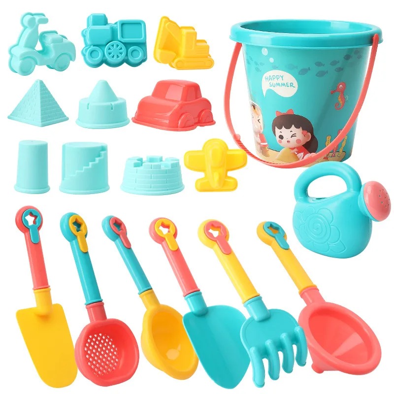 Kids Outdoor Storage - ชุดของเล่นชายหาด18ชิ้นสำหรับเด็กเล่นทะเลเครื่องมือขุดพลั่วตักทรายชุดเล่นกลางแจ้งทราย