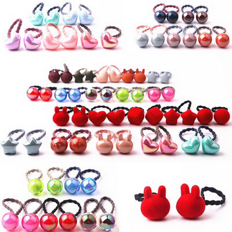 Kids Outdoor Decor - 10ชิ้น/ล็อตเด็กอุปกรณ์เสริมผมหวานลูกอมสีเด็กผมผูกเชือก Ball Hairbands หญิงผมขายส่ง