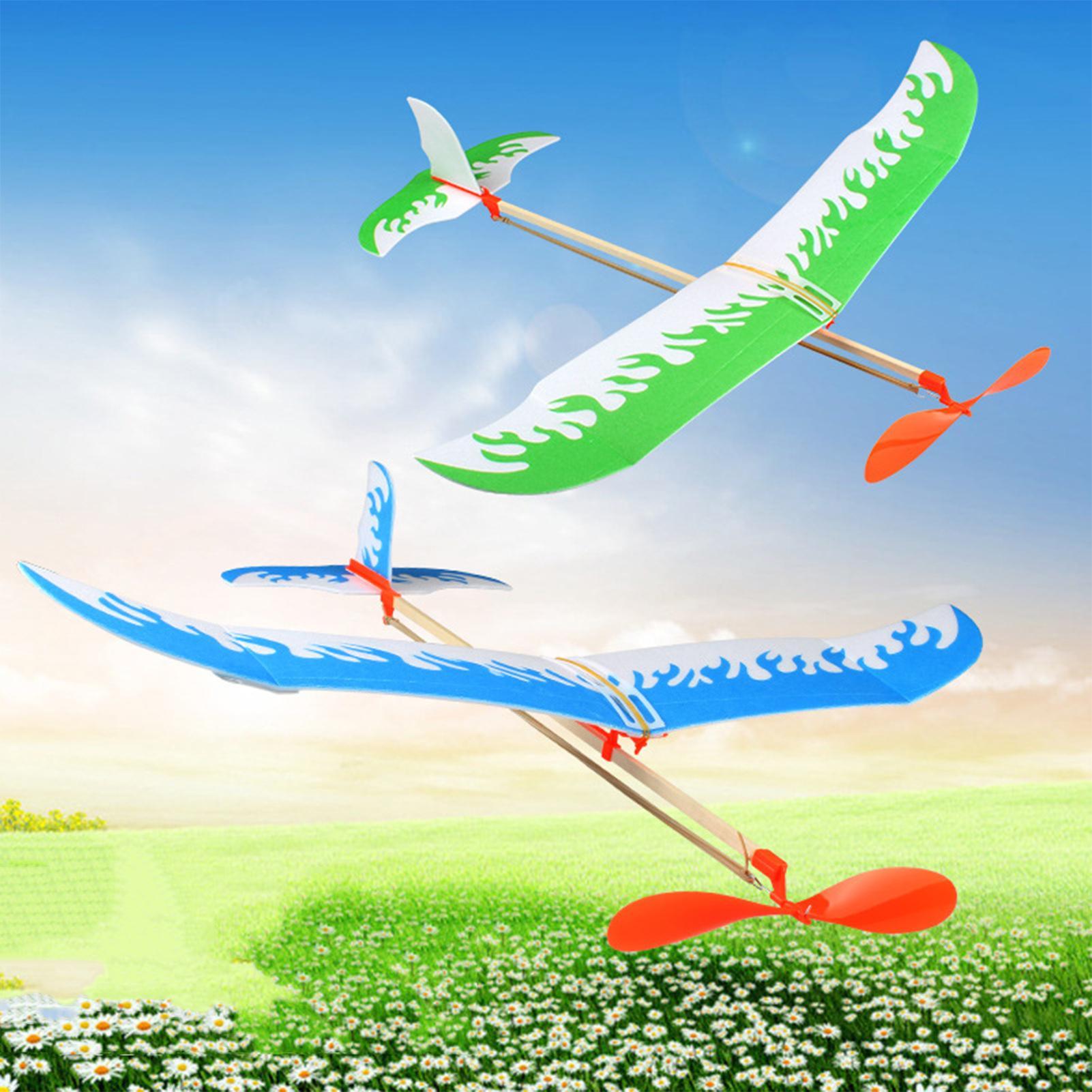 Kids Outdoor Activity Toys - เครื่องบินยางรัดแบบใช้พลังงานลม ชุดประกอบเครื่องบินร่อน เกมบิน เล่นสนุกสำหรับเด็ก นักเรียน ผู้ใหญ่