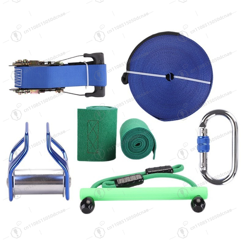 Kids Outdoor Obstacle Course Equipment - ชุดฝึกซ้อมสแลคไลน์สำหรับเด็ก, ชุดมอนกี้บาร์ ซิปไลน์ พร้อมรอก, อุปกรณ์เล่นเกมฝึกสมดุลกลางแจ้งสำหรับเด็ก