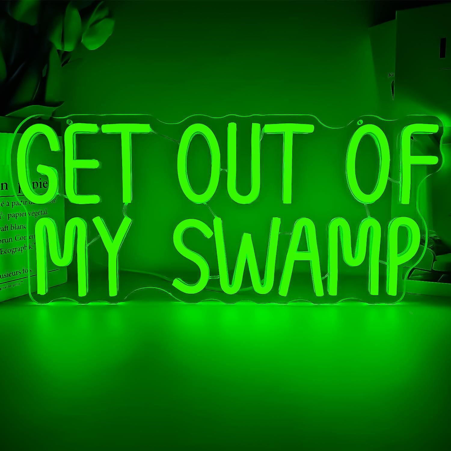 Kids Outdoor Quotes - ป้ายไฟนีออน ออกไปจากหนองน้ำของฉัน ไฟ LED ปรับความสว่างได้ด้วย USB