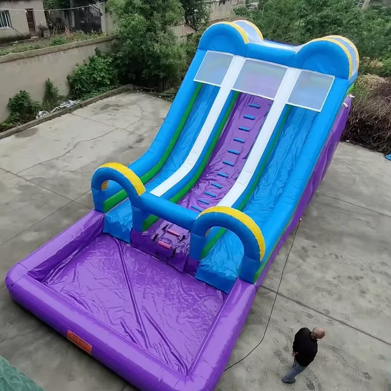 Kids Outdoor Obstacle Course Equipment - สนามกีฬาทางน้ำเป่าลมแบบเคลื่อนที่ได้สำหรับกลางแจ้ง พร้อมสไลเดอร์น้ำสำหรับเด็ก อุปกรณ์เล่นน้ำแบบสั่งทำพิเศษ