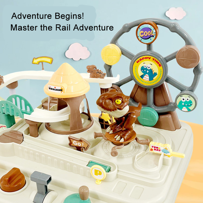 Kids Outdoor Obstacle Course - ของเล่นไดโนเสาร์ผจญภัยพร้อมอุปสรรค 5 ชนิดและชิงช้าสวรรค์ เกมตั้งโต๊ะแบบอินเทอร์แอคทีฟสำหรับเด็ก ของขวัญวันเกิดสำหรับเด็กผู้ชาย