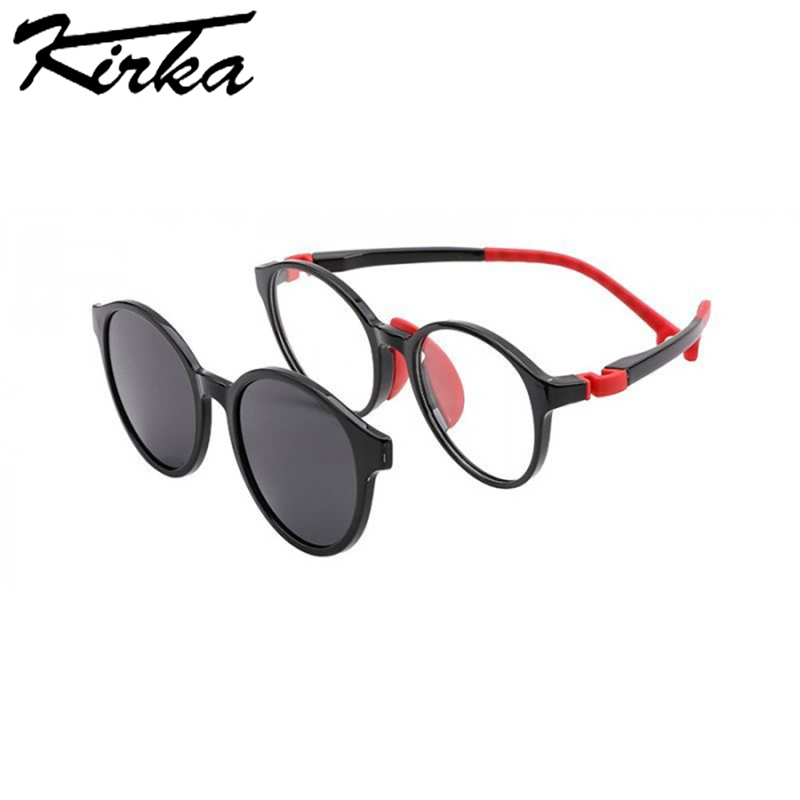 Kids Outdoor Frame - Kirka แว่นกันแดด TR90แบบคลิปออนสำหรับเด็ก, แว่นตา2วิธีใส่กับกรอบ kacamata miopia
