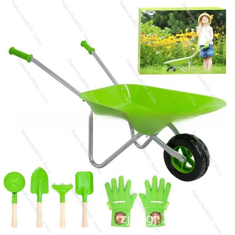 Kids Outdoor Activity Toys - รถเข็นเด็กเล่นกลางแจ้ง สีเขียว ชุดของเล่นสวน สำหรับฝึกสมดุลและออกกำลังกาย ของเล่นแข็งแรงทนทานสำหรับเด็กอนุบาล