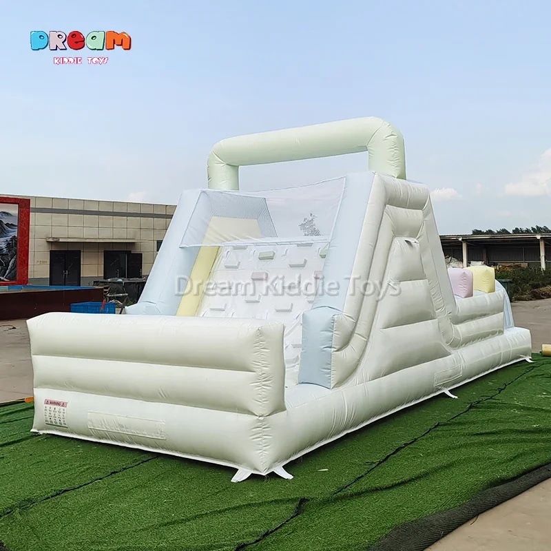 Kids Outdoor Obstacle Course Equipment - สไลเดอร์เป่าลมเชิงพาณิชย์พร้อมสนามอุปสรรค อุปกรณ์เล่นเป่าลม PVC สำหรับเด็ก สวนสนุกกลางแจ้ง เกมงานวันเกิด