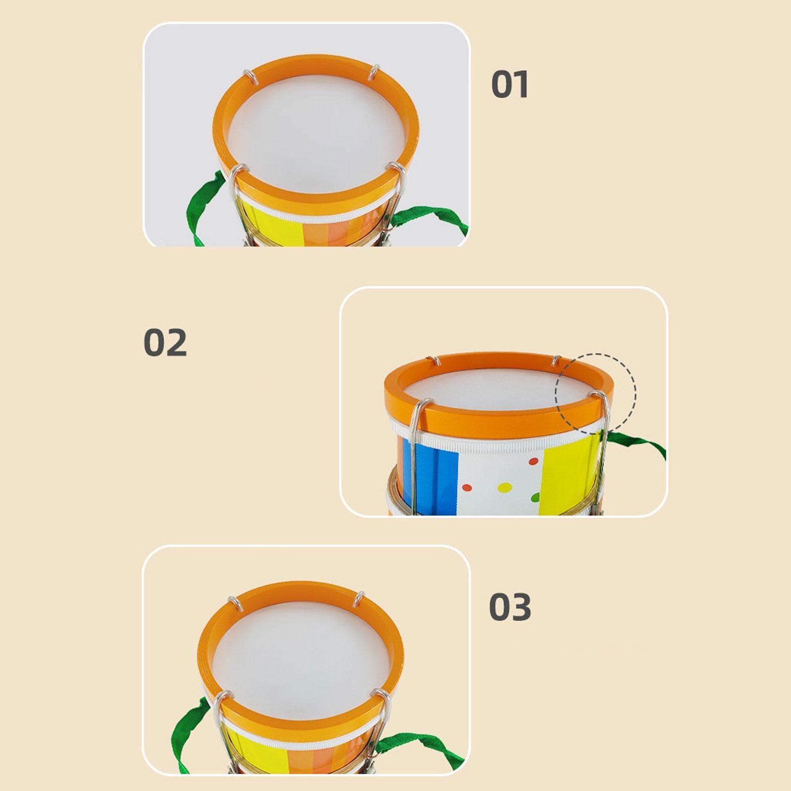 Kids Outdoor Learning Activities - ของเล่นกลองมือสำหรับการเรียนรู้ ขนาด 7.87 นิ้ว พร้อมสายสะพาย กลองมือสำหรับเด็ก