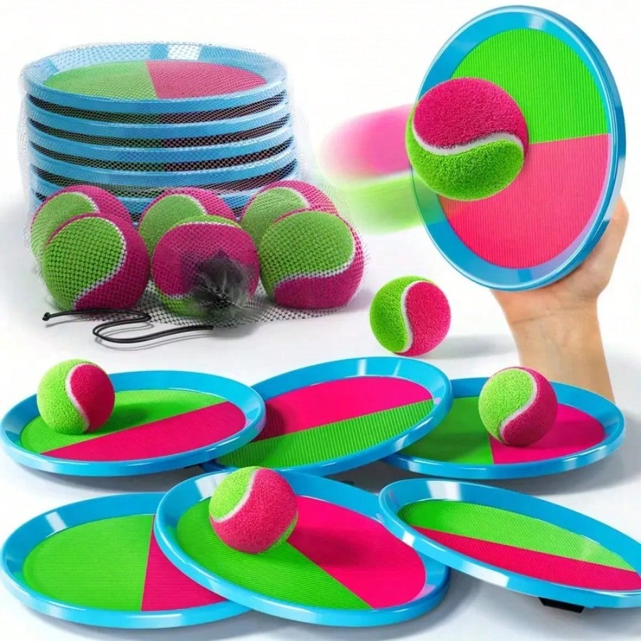 Kids Outdoor Easter Toys - ชุดเกมโยนจับลูกบอลเหนียว 2 ไม้พาย 1 ลูกบอล ของเล่นกลางแจ้งสำหรับชายหาด