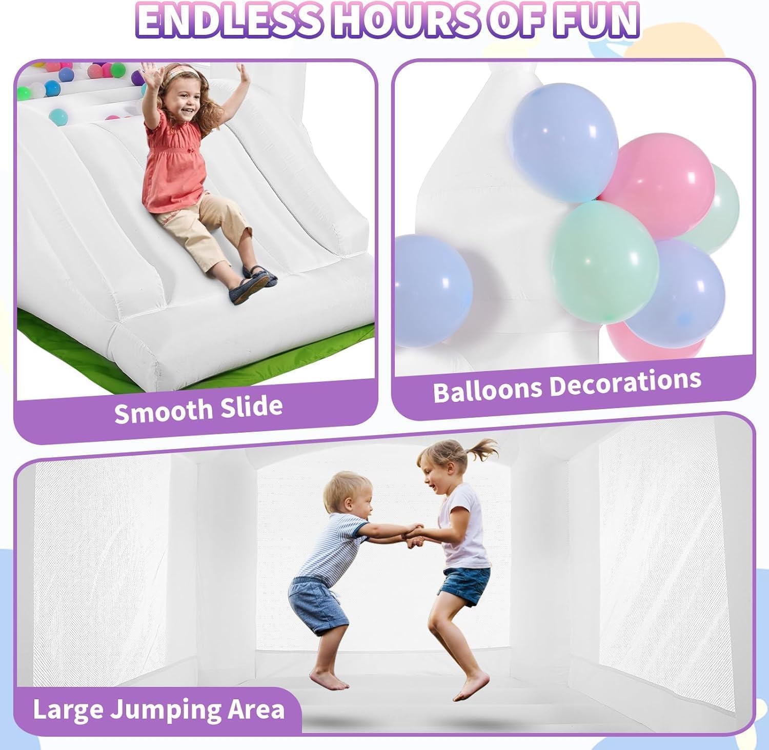 บ้านลมสีขาวสำหรับเด็กอายุ 3-8  - Kids Outdoor Bounce House บทวิจารณ์และราคา