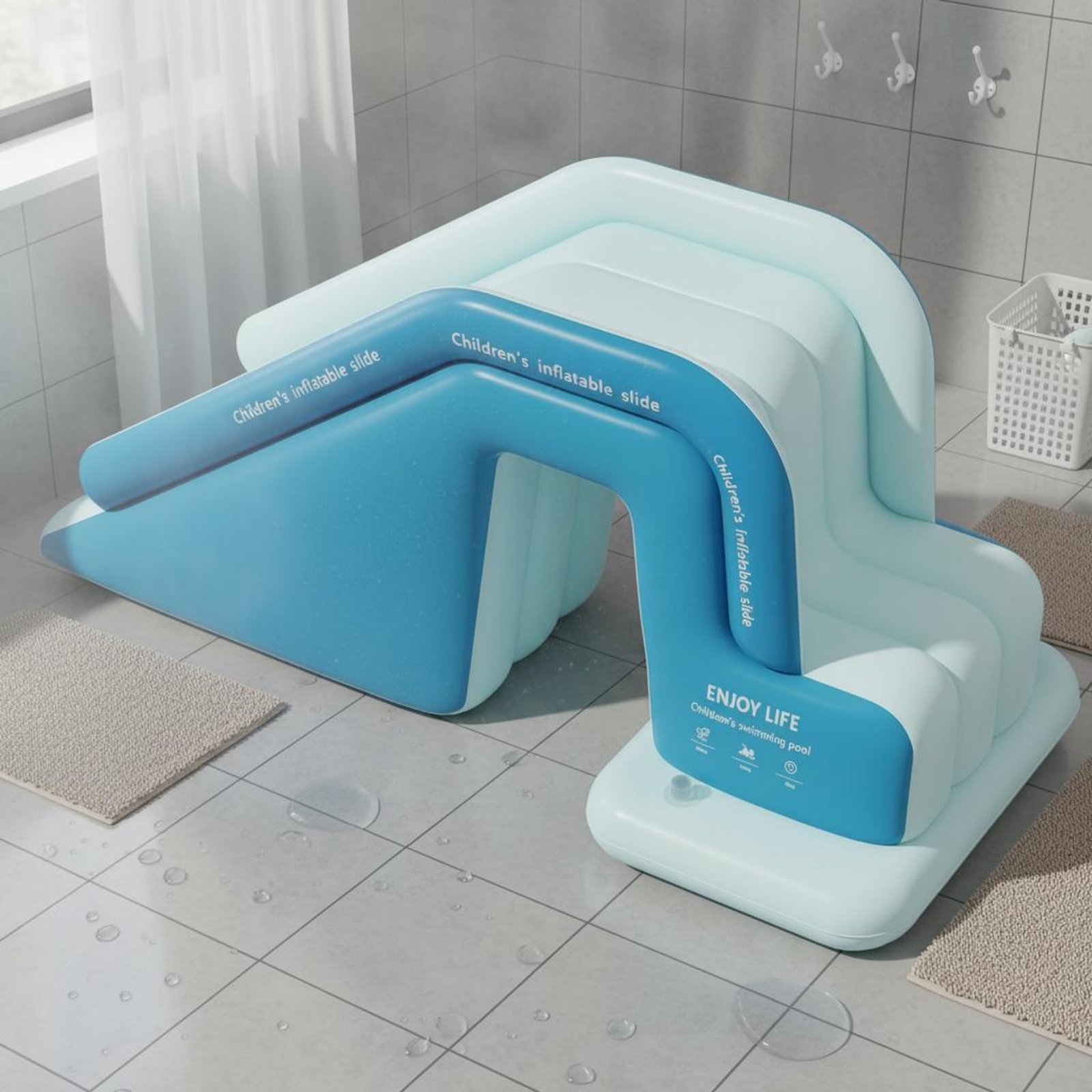 สไลเดอร์สระน้ำเป่าลม พับเก็บได - Kids Outdoor Water Slide บทวิจารณ์และราคา