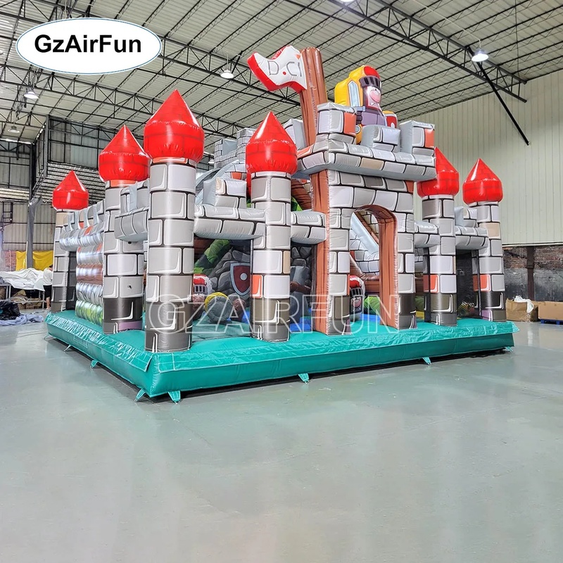 บ้านลมเป่าลมรูปปราสาทอัศวิน PV - Kids Outdoor Obstacle Course Equipment บทวิจารณ์และราคา