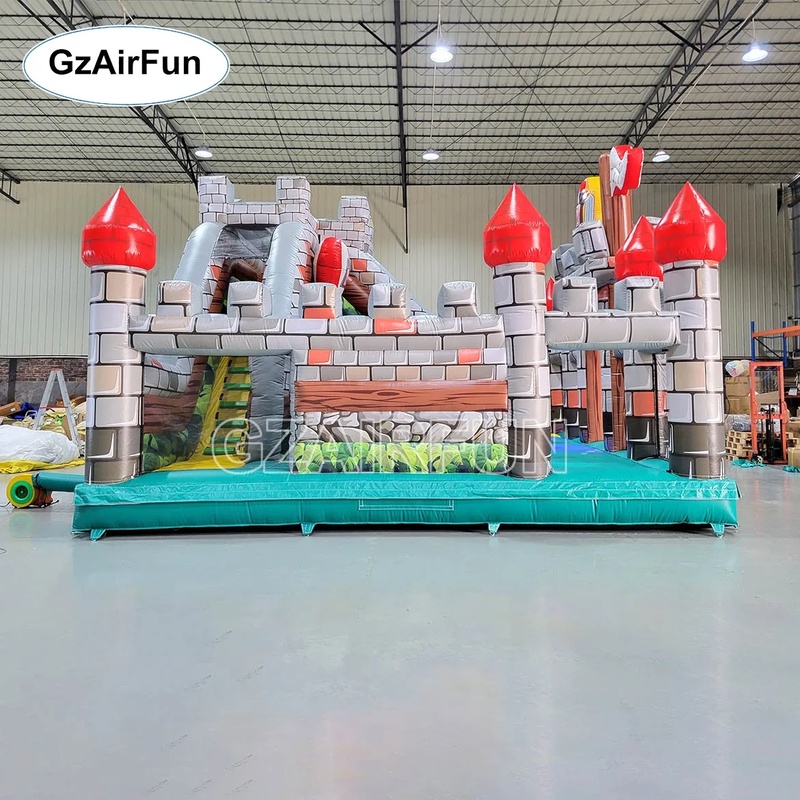บ้านลมเป่าลมรูปปราสาทอัศวิน PV - Kids Outdoor Obstacle Course Equipment บทวิจารณ์และราคา