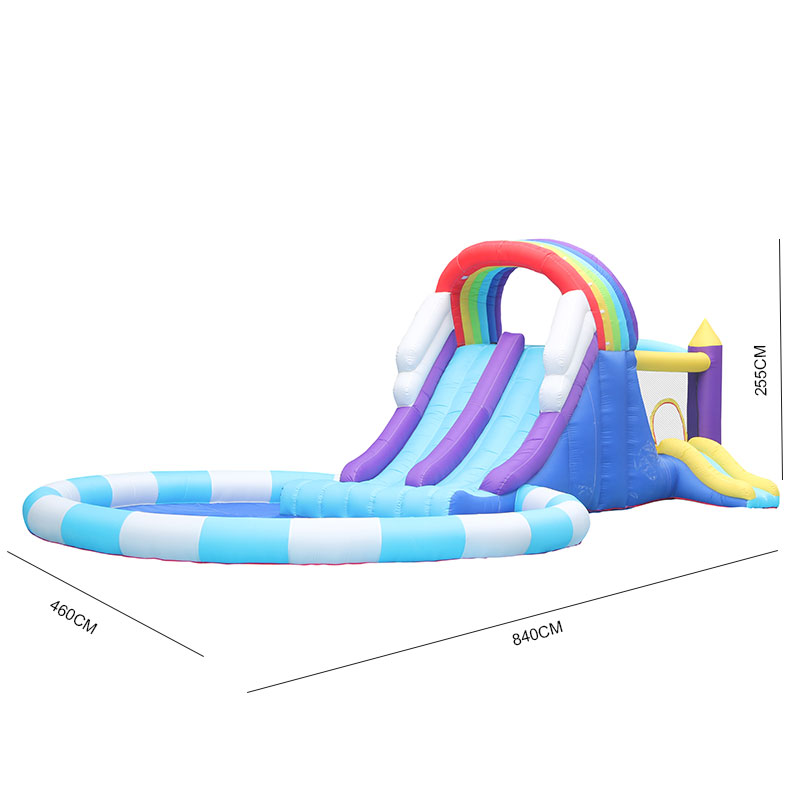 สไลเดอร์น้ำเป่าลมยักษ์สีรุ้งสำ - Kids Outdoor Water Slide บทวิจารณ์และราคา