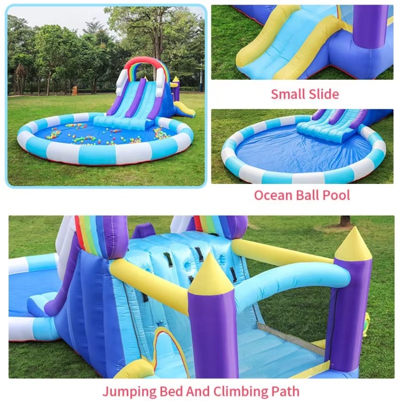 สไลเดอร์น้ำเป่าลมยักษ์สีรุ้งสำ - Kids Outdoor Water Slide บทวิจารณ์และราคา