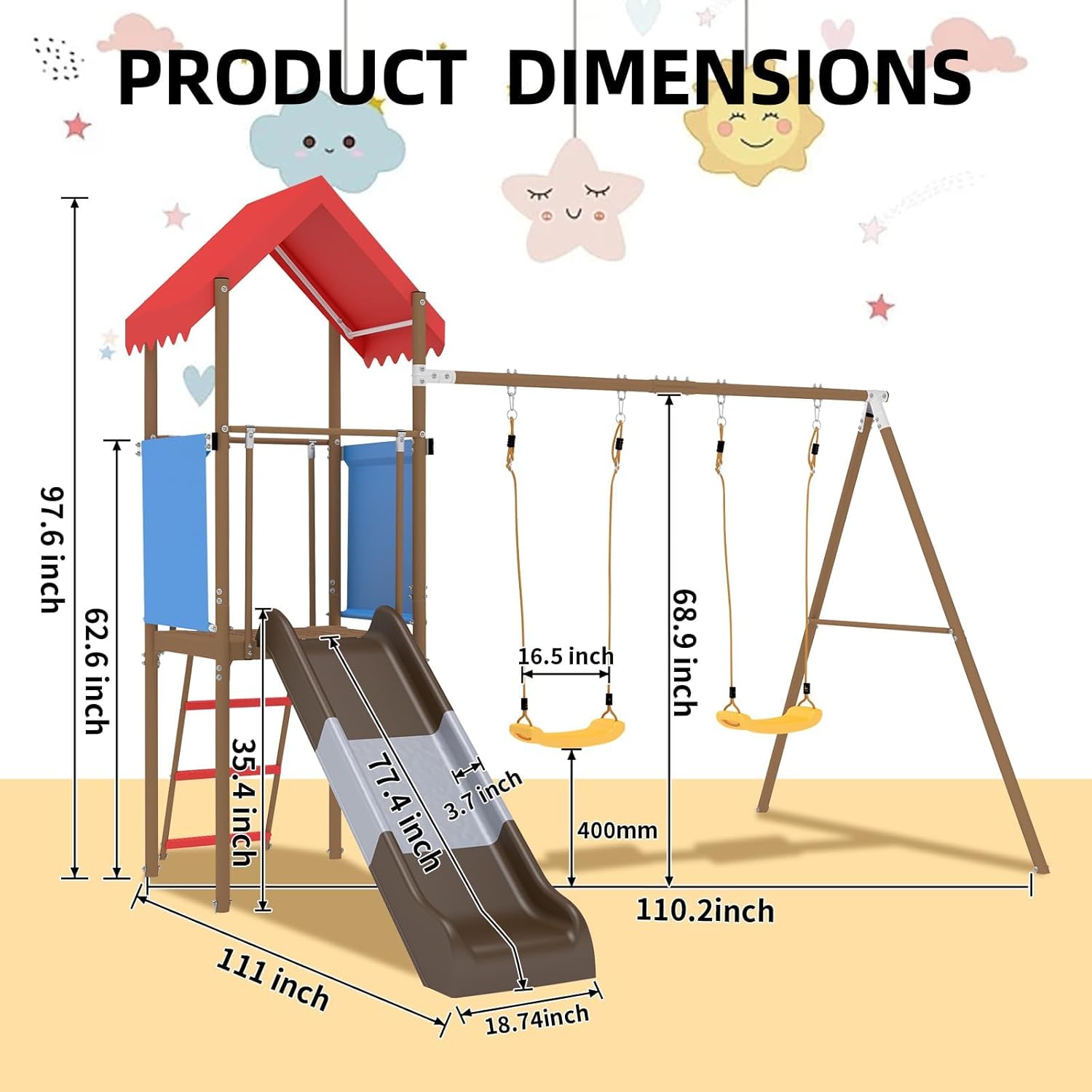 ชุดชิงช้าโลหะสำหรับเด็กพร้อมสไ - Kids Outdoor Playhouse บทวิจารณ์และราคา