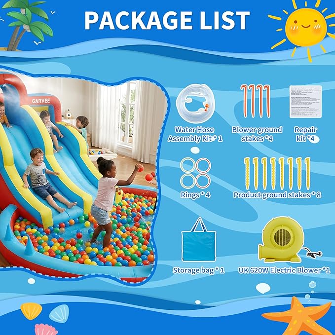 สวนน้ำเป่าลม 8-in-1 สำหรับทุกฤ - Kids Outdoor Water Slide บทวิจารณ์และราคา