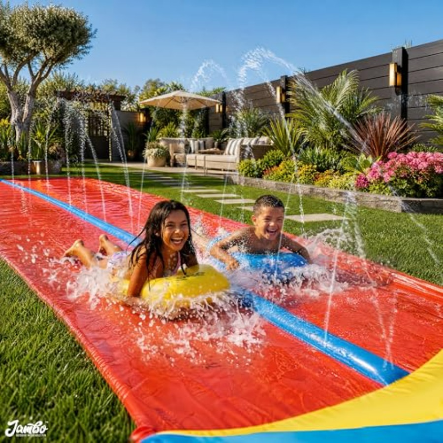 สไลเดอร์น้ำกลางแจ้งสำหรับเด็ก: - Kids Outdoor Water Slide บทวิจารณ์และราคา