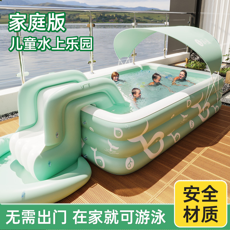 สระว่ายน้ำเป่าลมแบบหนาพร้อมสไล - Kids Outdoor Water Slide บทวิจารณ์และราคา