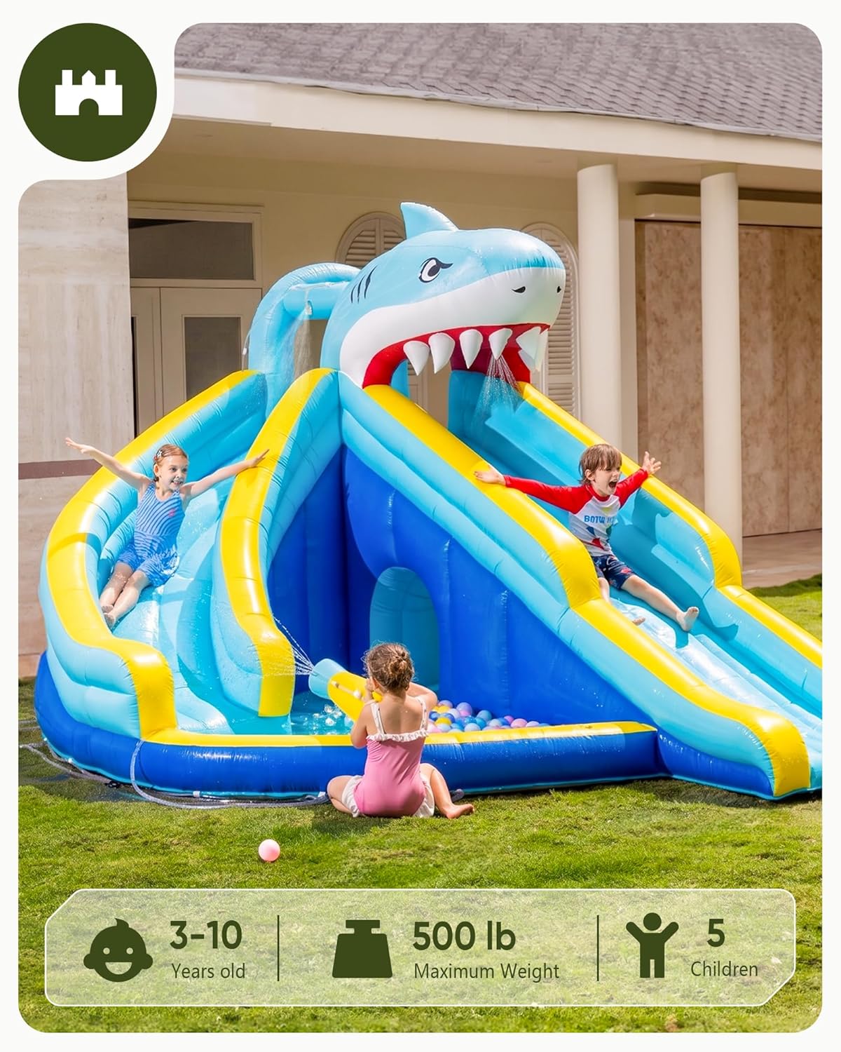 สไลเดอร์น้ำเป่าลมสำหรับเด็ก อา - Kids Outdoor Bounce House บทวิจารณ์และราคา
