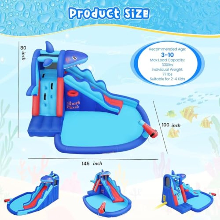 สไลเดอร์น้ำเป่าลมสำหรับเด็กอาย - Kids Outdoor Bounce House บทวิจารณ์และราคา