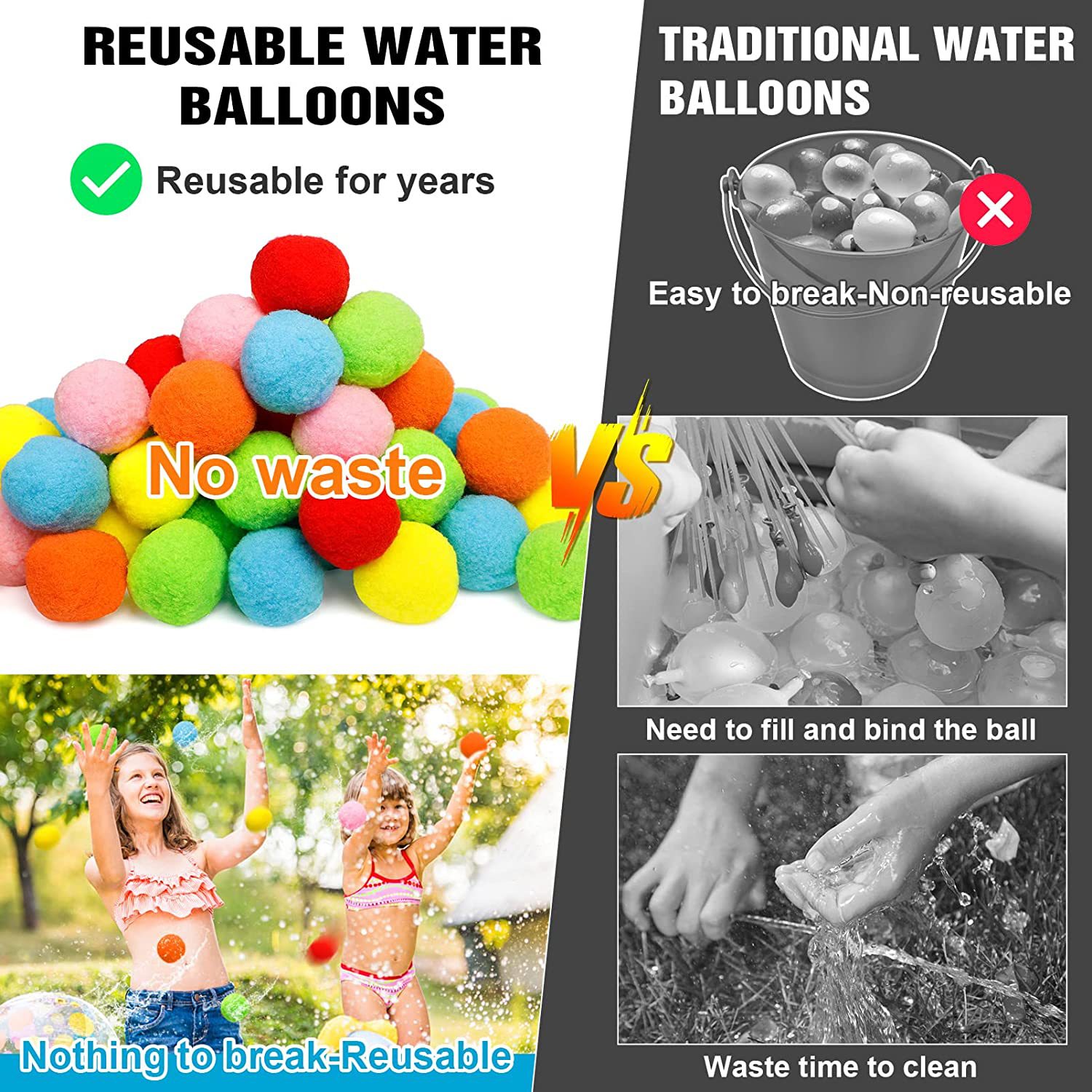 12/30/60Pcs ลูกโป่งน้ําแบบใช้ซ - Kids Outdoor Water Play บทวิจารณ์และราคา