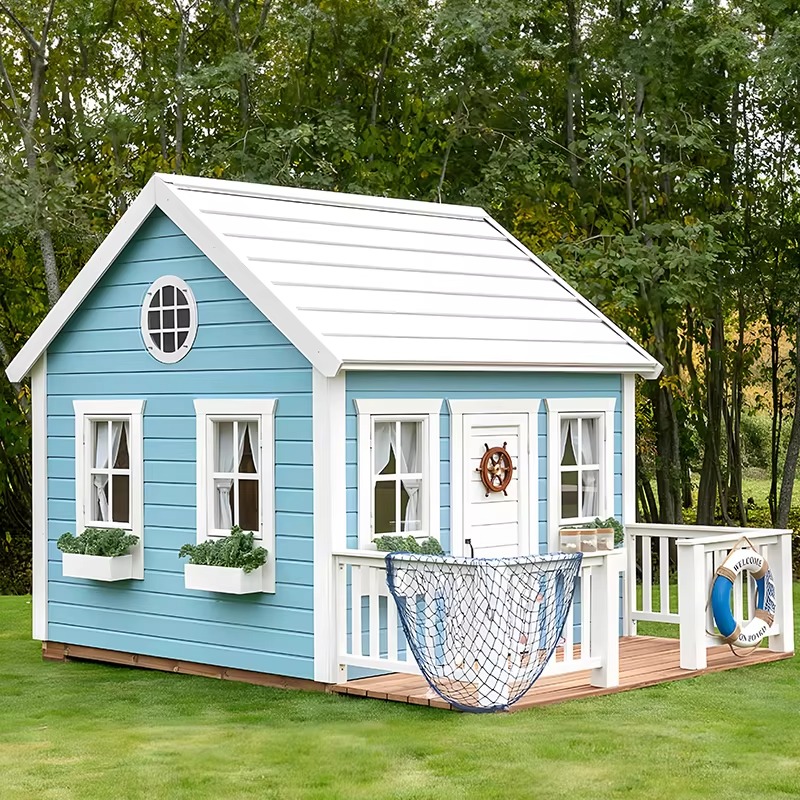 บ้านไม้สำหรับเด็กเล่นกลางแจ้งใ - Kids Outdoor Playhouse บทวิจารณ์และราคา